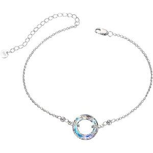 AB S925 Sterling Silver Sparkling Circle-round Crystal Bracelet